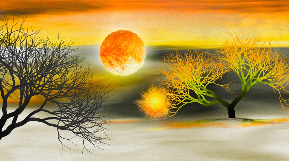 ジクレー版画「太陽のかけらが木にひっかかっちゃった」