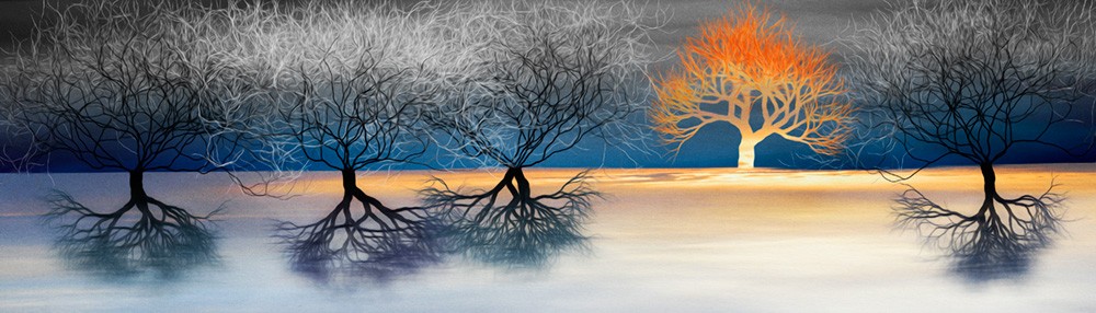 ジクレー版画「夕映えの木」